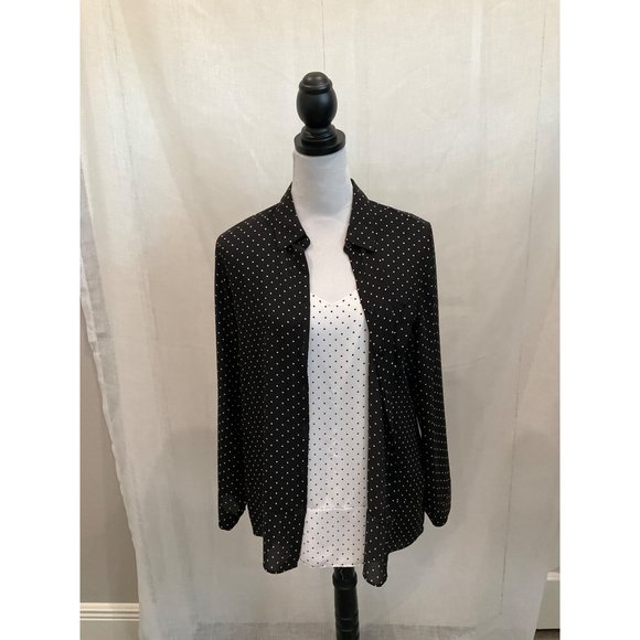 Chico's  2 pc Blouse Tank Black/White Polka dot size 1 8/10 - Picture 6 of 7